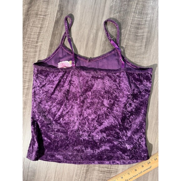 VTG Xhilaration Womens Purple Velvet V Neck Tank Top Small Y2K Fairy Embroidered - Picture 6 of 7